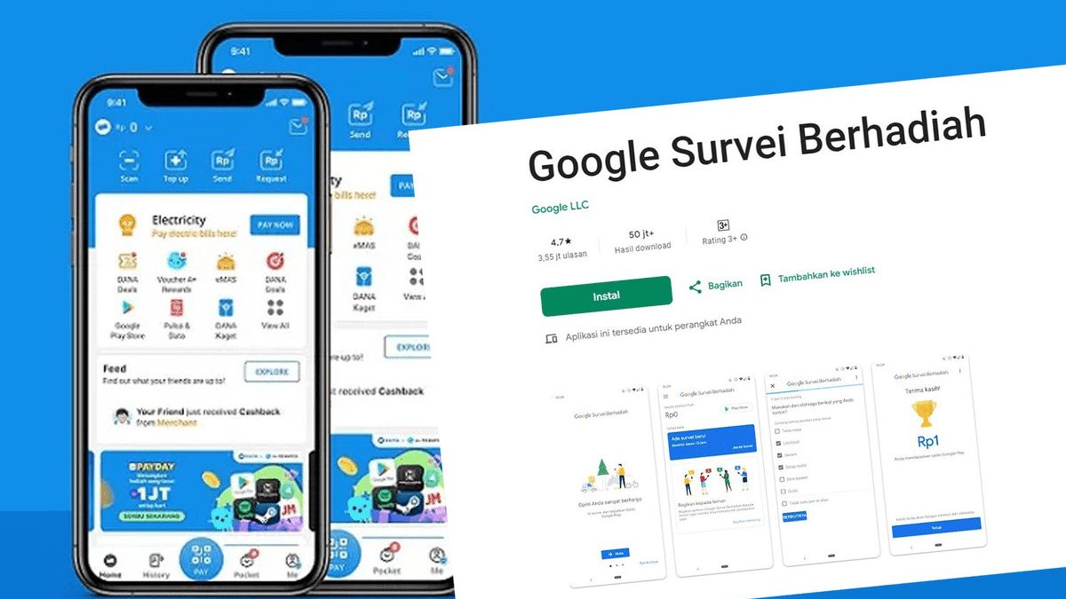 Raih Rp540 Ribu! Saldo DANA Gratis dari Google?